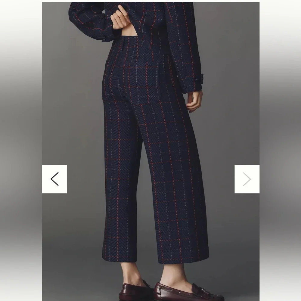 Anthropologie The Merrick White Colette Crop Knit Trousers by Maeve 24  Navy NWT - Picture 3 of 7